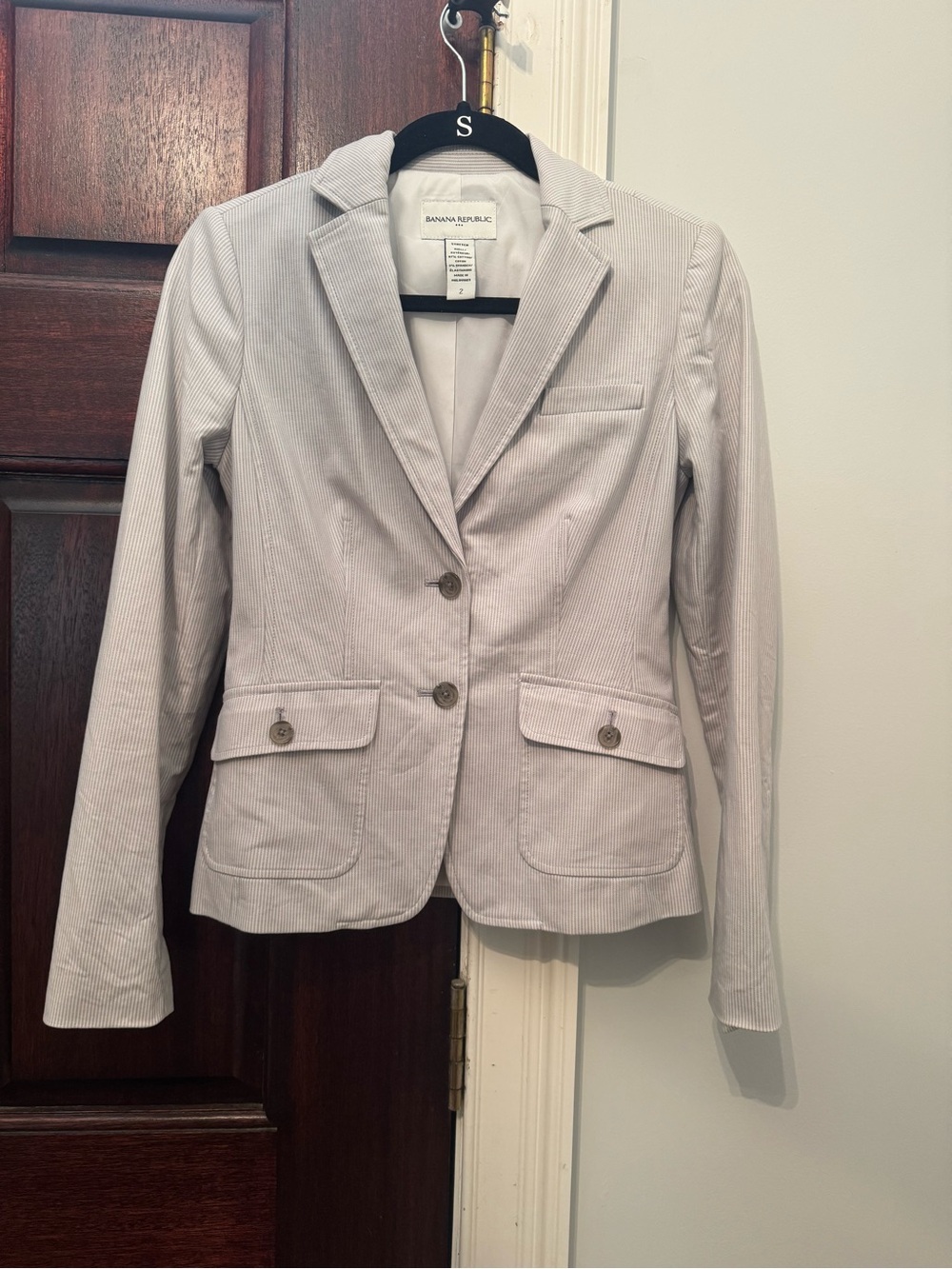 Banana Republic Womens Light Gray Blazer Jacket and Skirt Set - Picture 2 of 5